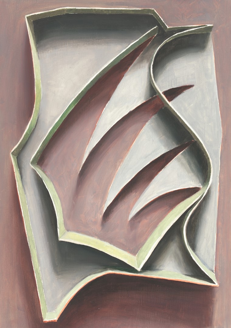 Reliëf 3 (van Deene) (2021), 41.4 x 29.1 cm, oil on paper on panel